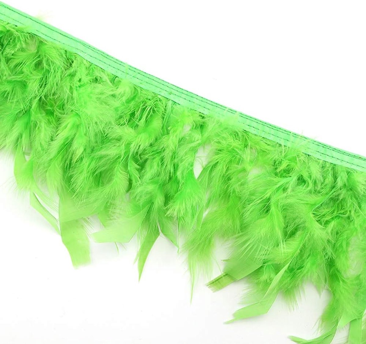 Kalkoenveren franjes voor feest, trouwjurk, naaien, knutselen, kostuums, decoratie, pakket van 2 meter (limoengroen)