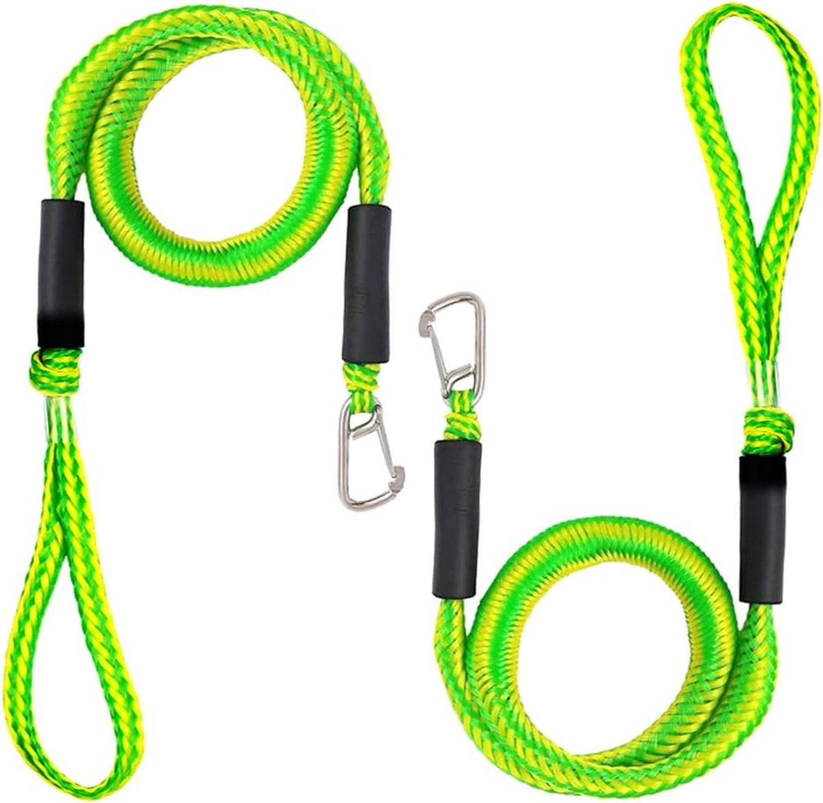 Boat Dock Line met roestvrijstalen clip, aanmeertouw, bungee-touw, PWC dockline bootaccessoires, perfect voor jetski's, boten, kajak, ponton, kano, Wave Runner 2 stuks (groen II)
