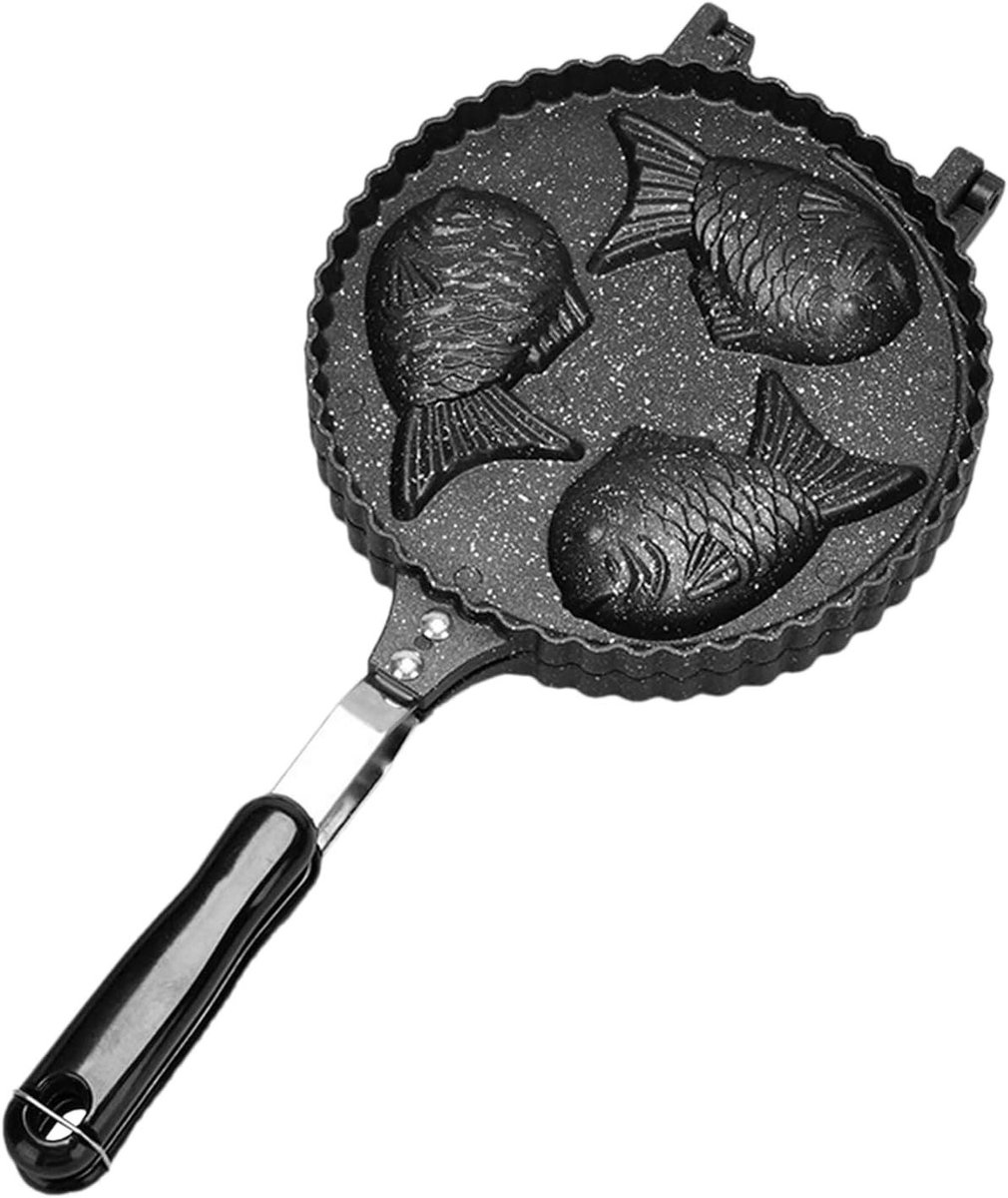 Elektrische Viswafelijzer - Wafelijzer Cakevorm - Desserts Maken - 3 Holtes - 41 cm - Zwart