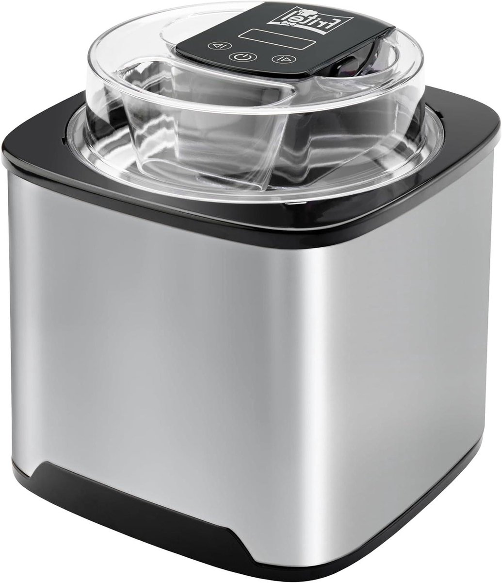 IJsmaker - IJs machine - Zelf ijs maken - 2L Vriezerkom - 30-40 minuten - Grijs-zwart