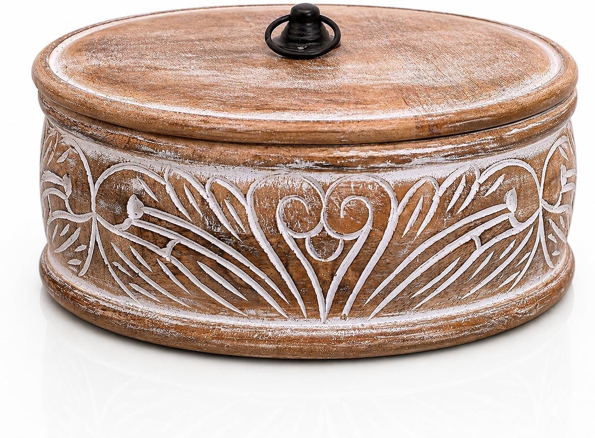 Omgoods - Houten Tortilla Warmer met Deksel voor Brood en Roti