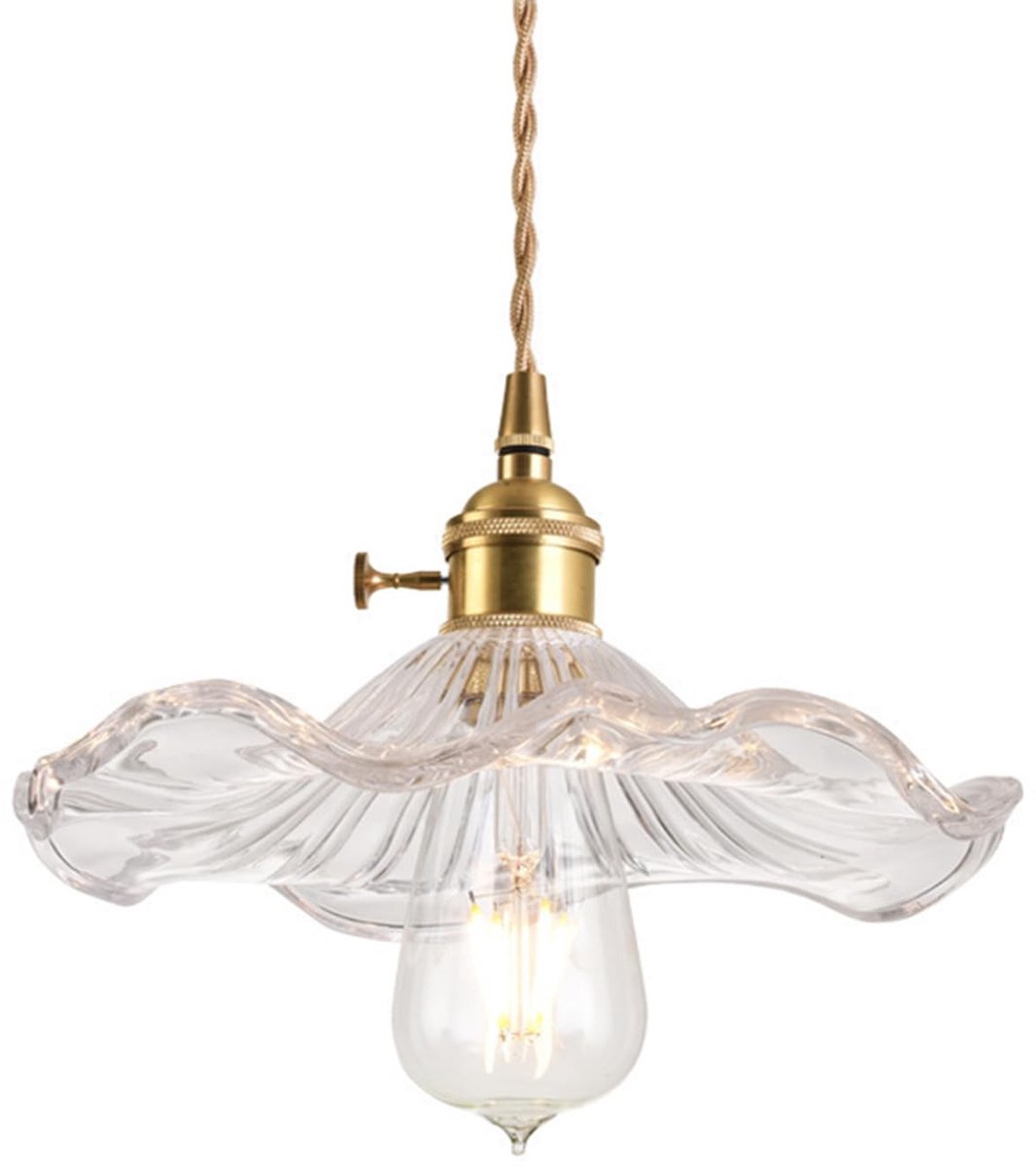 Omgoods - Hanglamp met Glas Lotusblad Lampenkap
