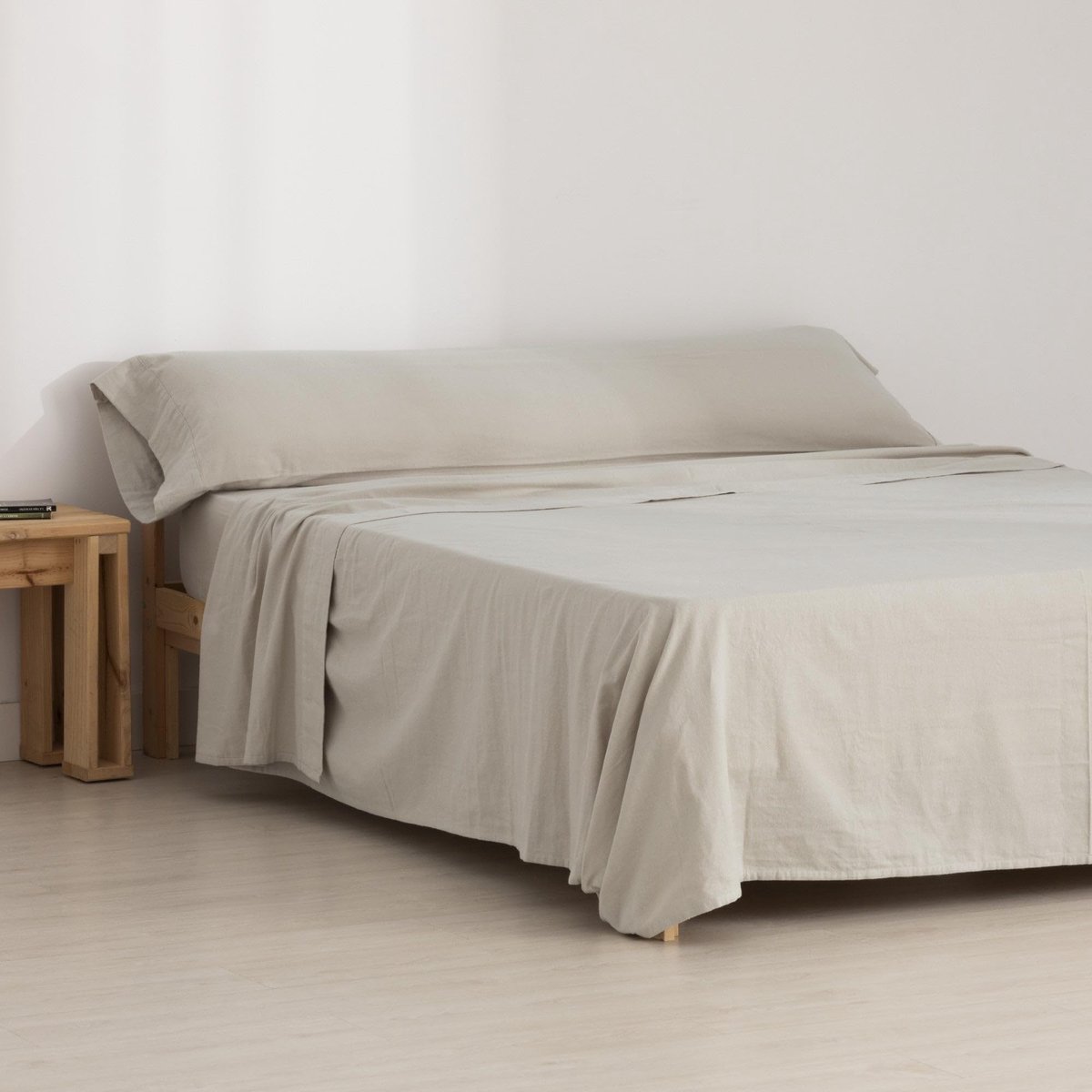 Omgoods - Flanellen Beddengoedset 160 x 270 cm in Taupe