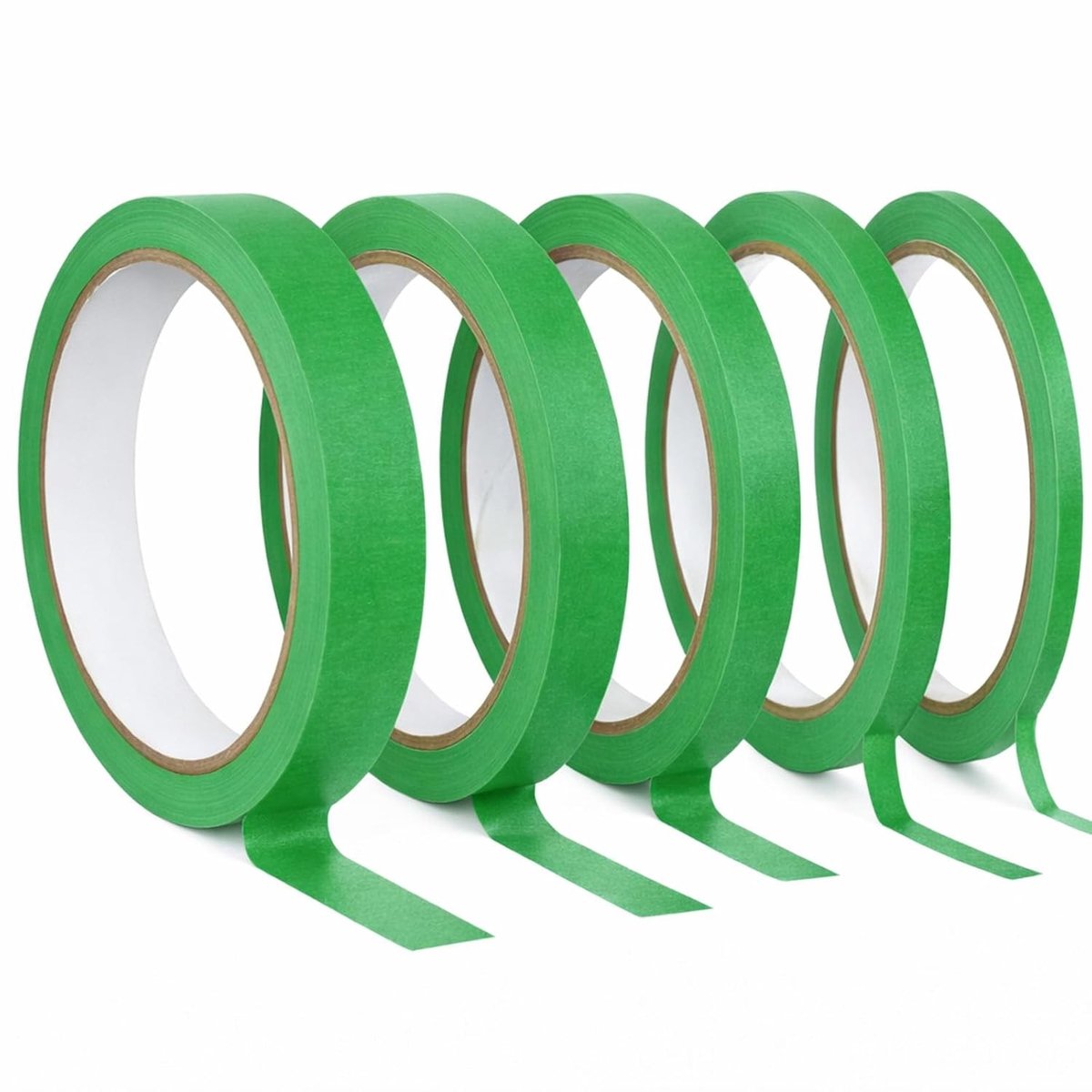 5 rollen crêpeband in 5 breedtes (3/5/8/10/15 mm x 20 m) voor autolak, kantoor en doe-het-zelfprojecten - ideaal voor precisiewerk en schilderen