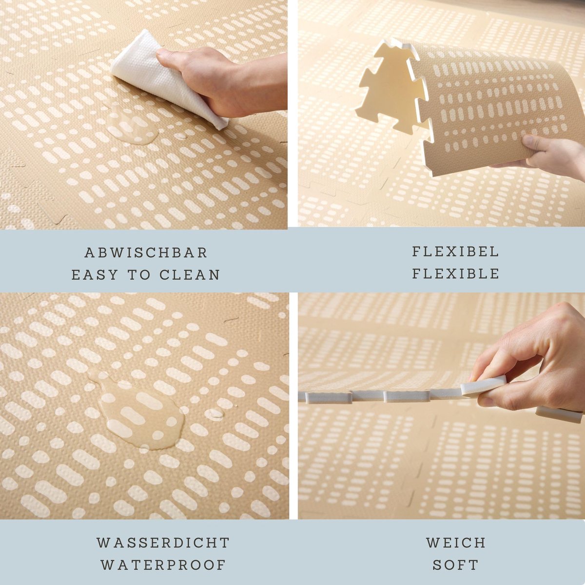 SnelShoppen - Stijlvolle hygge-grijs puzzelmat voor baby's, 16 XL-platen, zachte randen, dik en onderhoudsvriendelijk, vrij van schadelijke stoffen