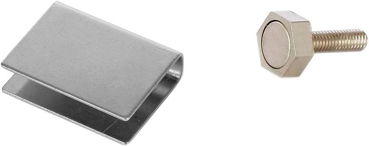 Deurmagneet met U-kleefplaat - Magneetsluiting Deur - Deuren Sluiten - Voor Glazen Deuren - 15 mm - Zilverkleurig