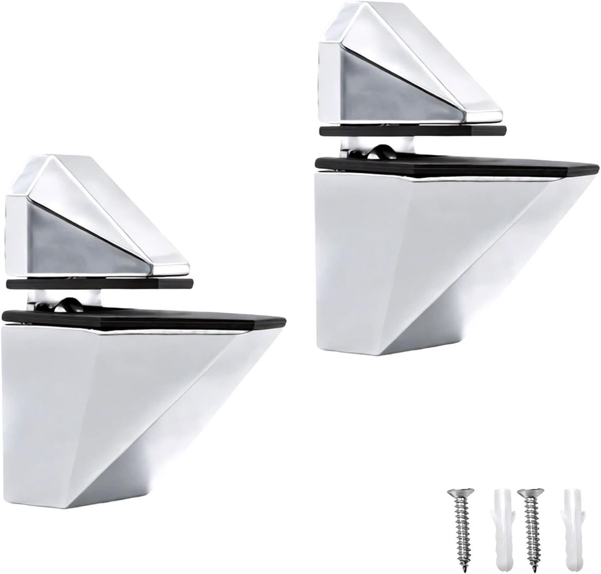 Glasplank houders 2 stuks - Verstelbaar - Zinklegering - Voor glazen en houten planken 3-20mm - ShopVlot