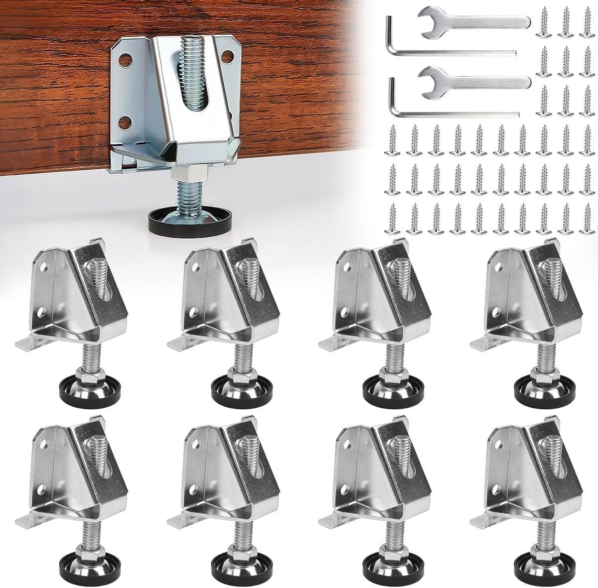 8 stuks nivelleringspoten, zware belasting, M4 stelpoten, in hoogte verstelbaar, 0-6 cm, meubelpoten met schroeven - ShopVlot