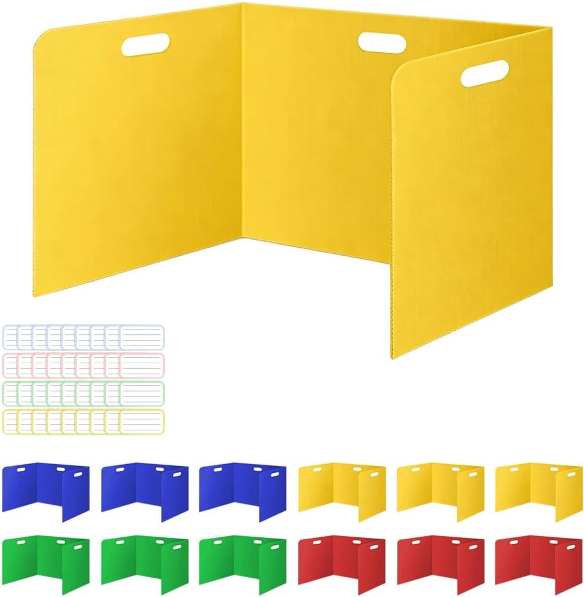 Pack of 12 Folding Desk Partitions with 36 Name Tags Portable Multi-Colour Privacy Screen Waterproof Divider Desks for - ShopVlot