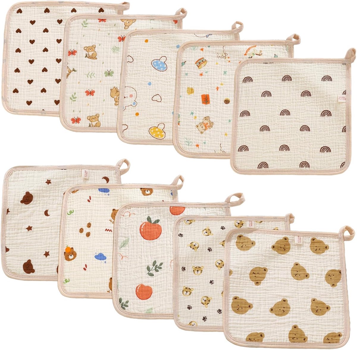 Baby luiers pack van 10 - 25 x 25 cm - 100% katoen - herbruikbaar en absorberend - ShopVlot