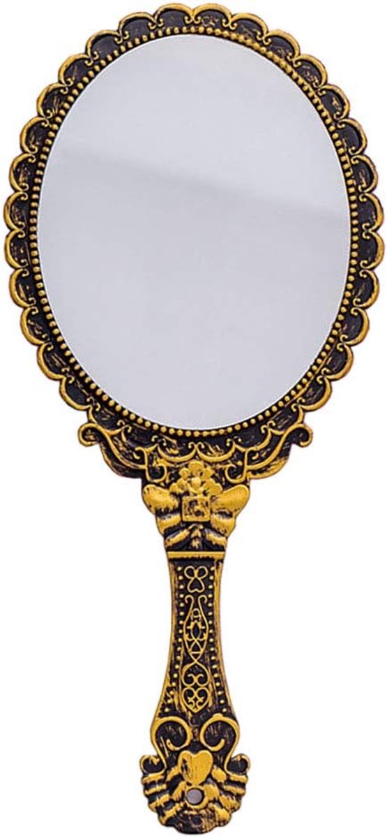Draagbare spiegel met handvat - compacte handspiegel - vintage brons - ideaal voor onderweg - ShopVlot
