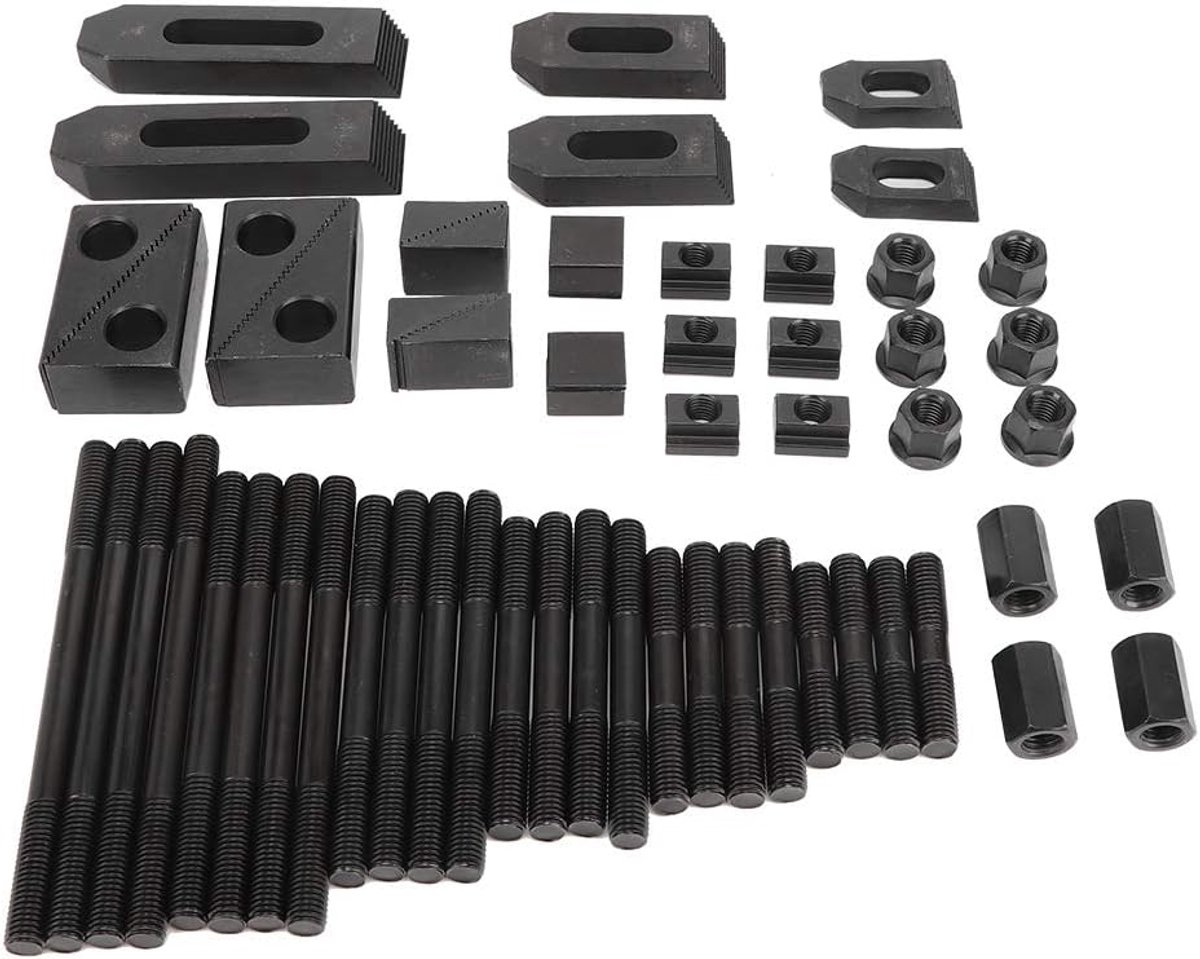 SnelShoppen - Stud Clamp Kit T-Slot Klemmen Set voor Parallel Klemmen, 12mm Tafel, 10-delige Klemset met Opbergbox, Geschikt voor Vierkante Werkstukke
