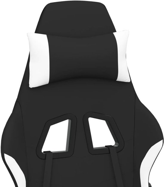 Gaming Stoel - Computerstoel Racestoel - Comfortabel Gamen - Verstelbare Rugleuning Voetensteun - 64x60x127 cm - Zwart Wit — afbeelding 5