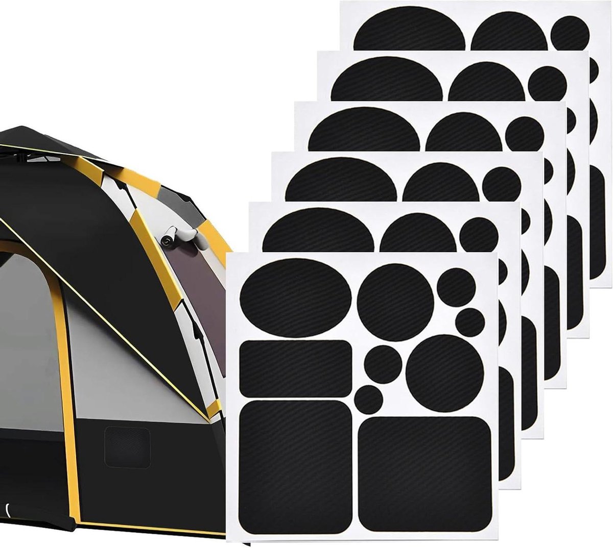 Reparatiepatches Donsjacks - Zelfklevende Nylon Patches - Kleding Repareren - Waterdicht en Flexibel - 6 stuks - Zwart