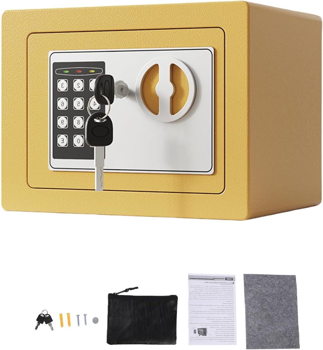 Brandwerende Kluis - Waterdichte Kluis Muntgleuf - Waardevolle Spullen Beveiligen - Dubbel Alarmsysteem - 27D x 23B x 22H cm