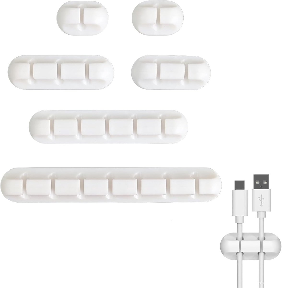 Kabelmanagement Set van 4 Stuks, Zelfklevende Kabelclips voor Bureau, Oplader en TV Kabels, Organiser voor Thuis en Kantoor
