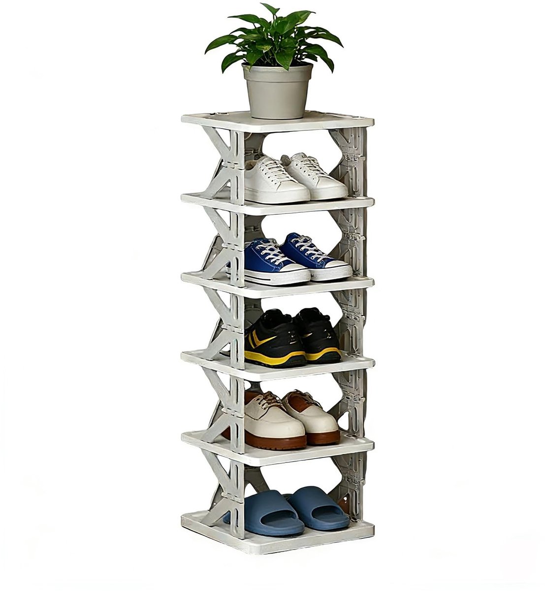 Omgoods - Opvouwbare Schoenenplank met 6 Niveaus