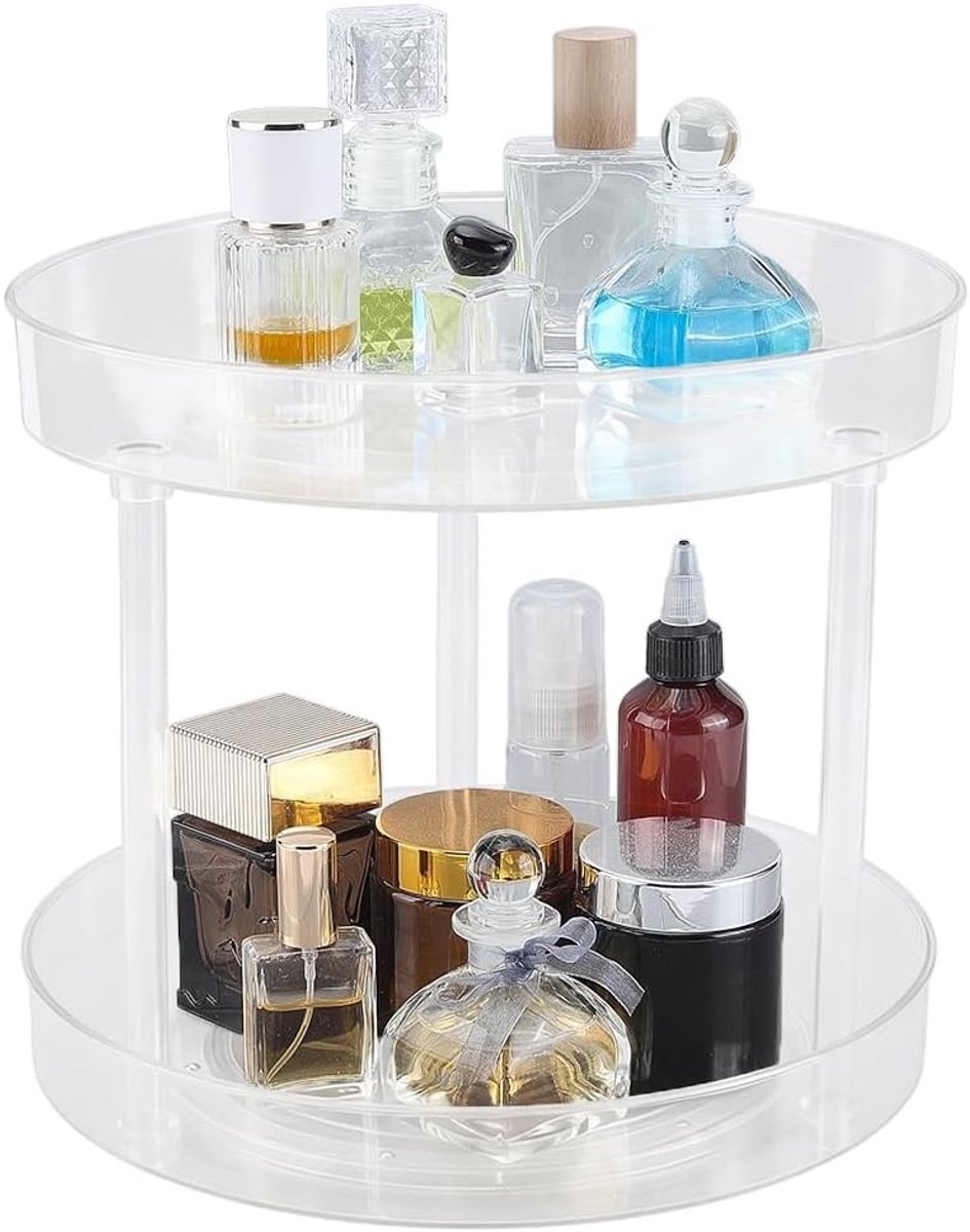 Omgoods- Make-up Organizer Draaibaar - Acryl - 360° Rotatie - Helder - Opslag - Desk Organizer - 272 x 242 mm - Opbergdoos