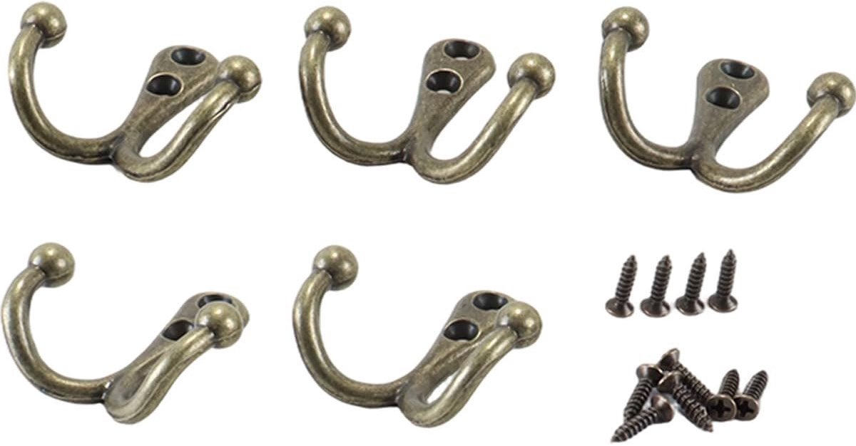 Omgoods - 5 Stuks Wandhaken voor Deur en Muur, Brons