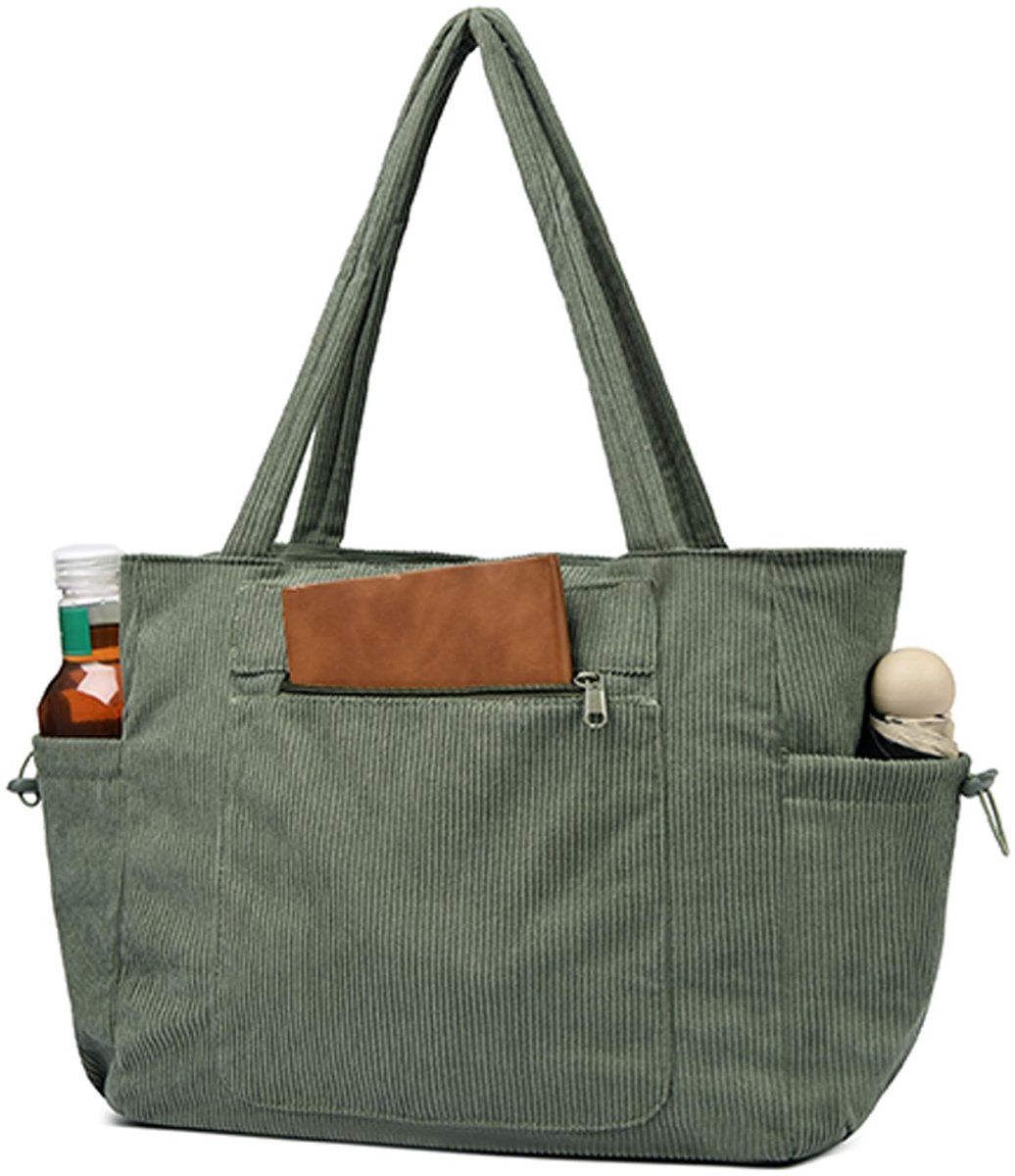 Omgoods - Corduroy Handtas met Rits voor 15.6 inch Laptop