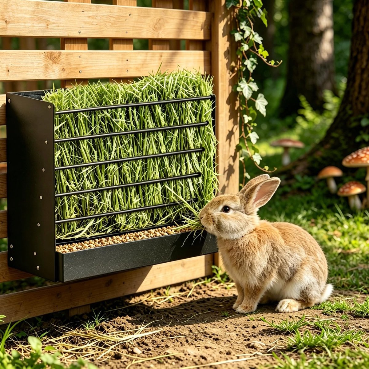 Omgoods - 2-in-1 Hangende Hooibak voor Konijnen en Cavia's van Metaal