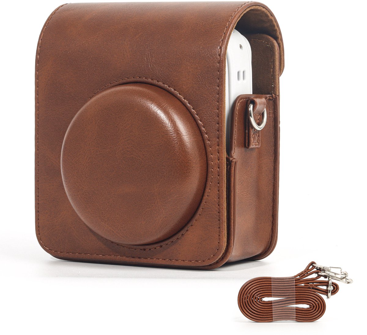 YONO Cameratas geschikt voor Fujifilm Instax Mini 13 - Hoes met Schouderriem - Case - Bruin