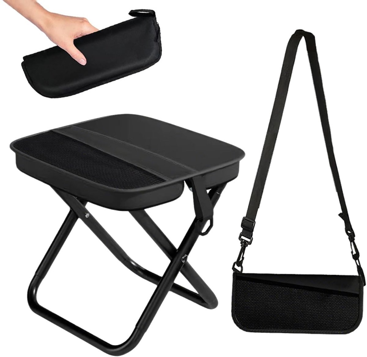 Omgoods - Opvouwbare Campingkruk, Draagbare Tuinkruk met Opbergtas - Hoogte 31 cm