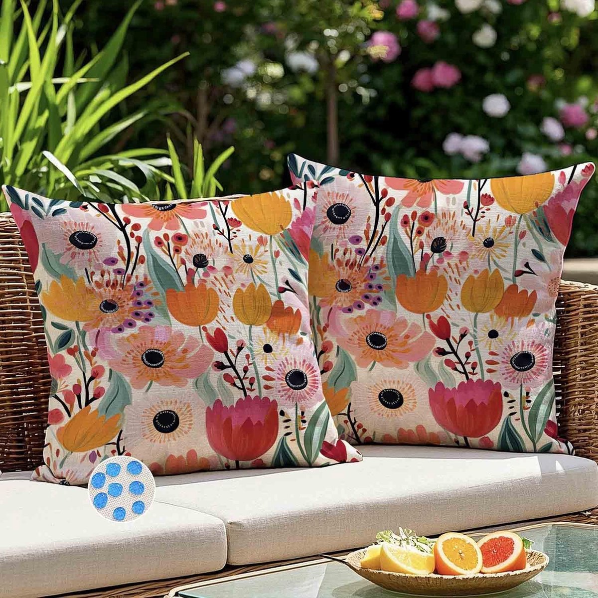 Omgoods - Weerbestendige Buiten Kussenhoezen 50x50cm met Bloemenprint