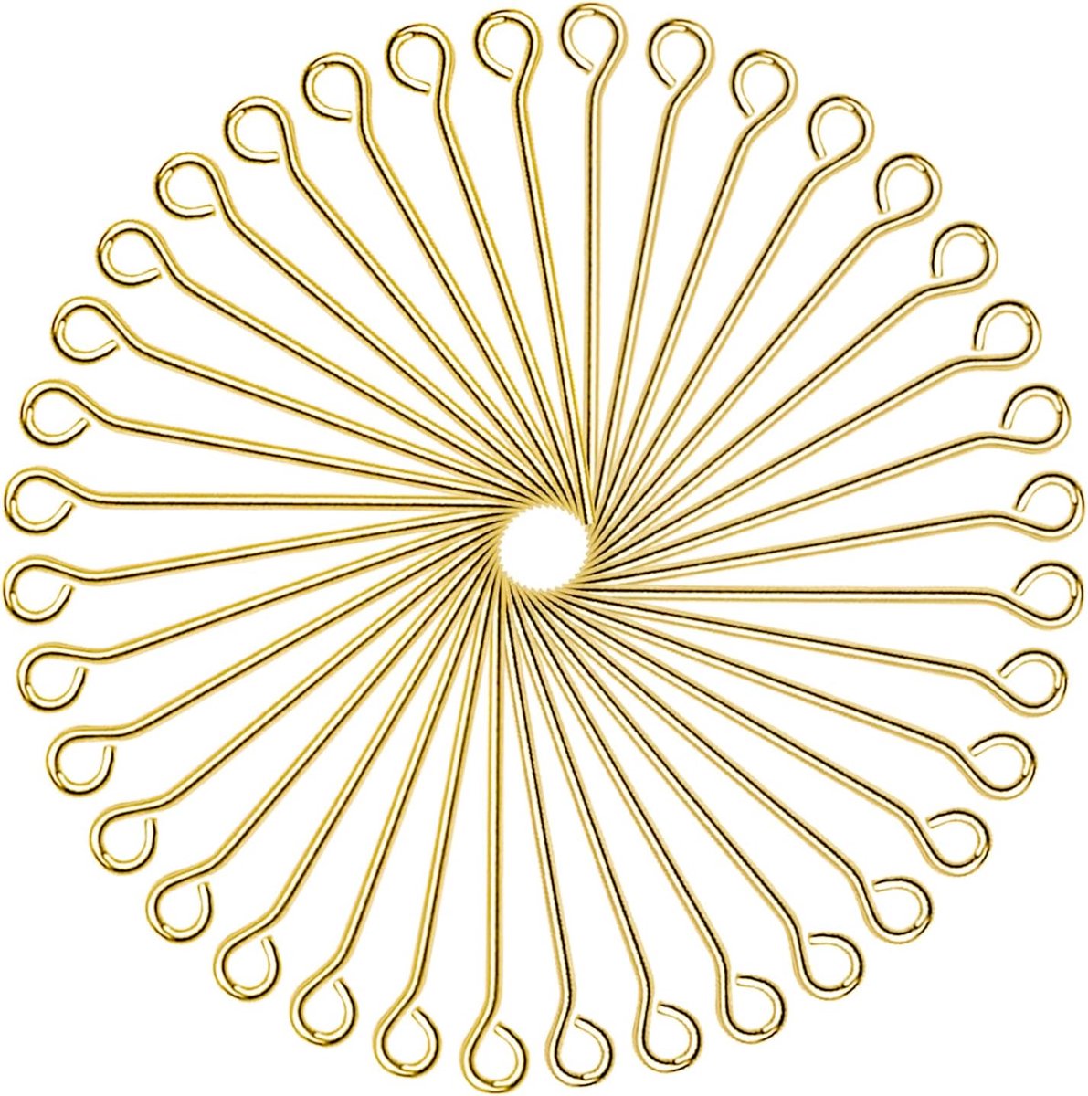 SnelShoppen - 200pcs 24mm Oogpennaalden Messing Rivetten Goud voor DIY Sieraden Maken Handwerk Accessoires