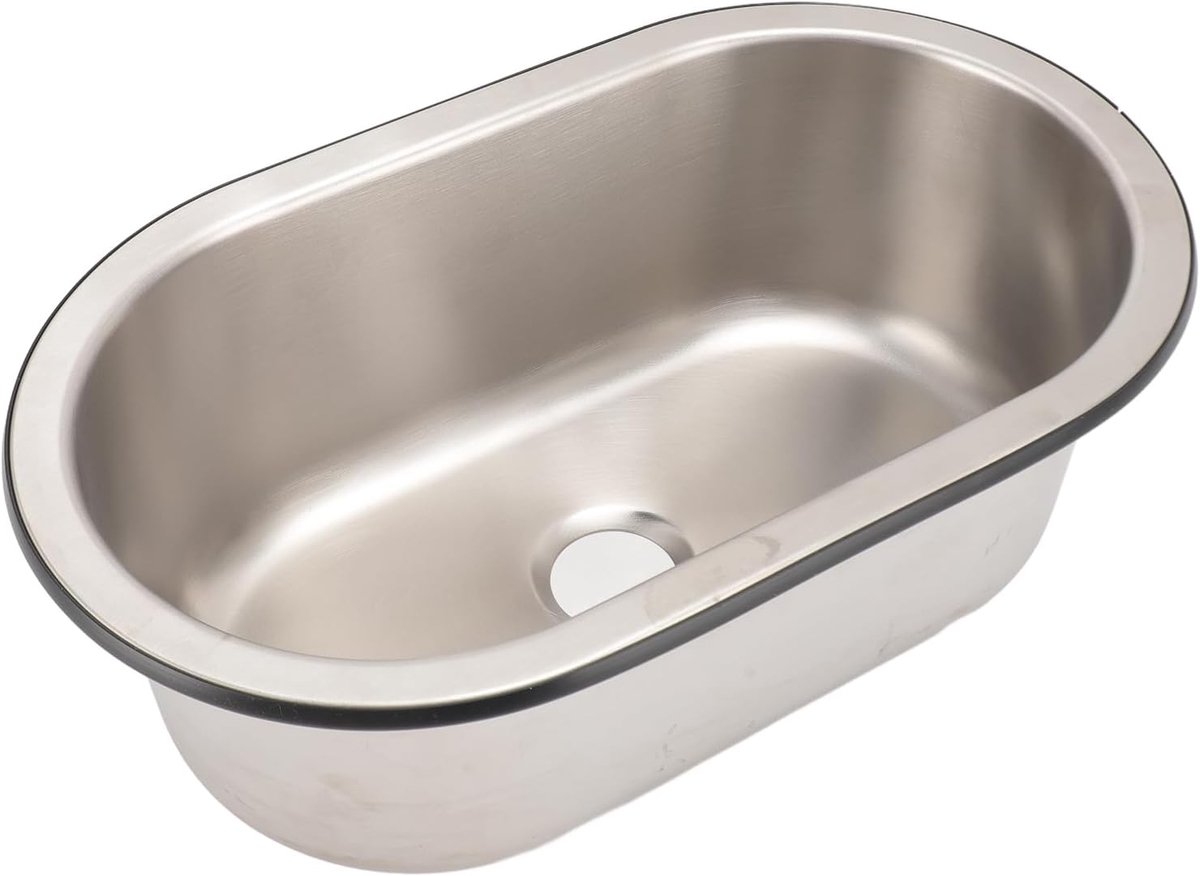 SnelShoppen - Bar Sink Enkele Kom, 304 RVS Keukensink, Ovale Spoelbak met 40mm Afvoerput voor Boot Caravan RV Thuis Kantoor, 13.6 x 8 x 5.2 Inch