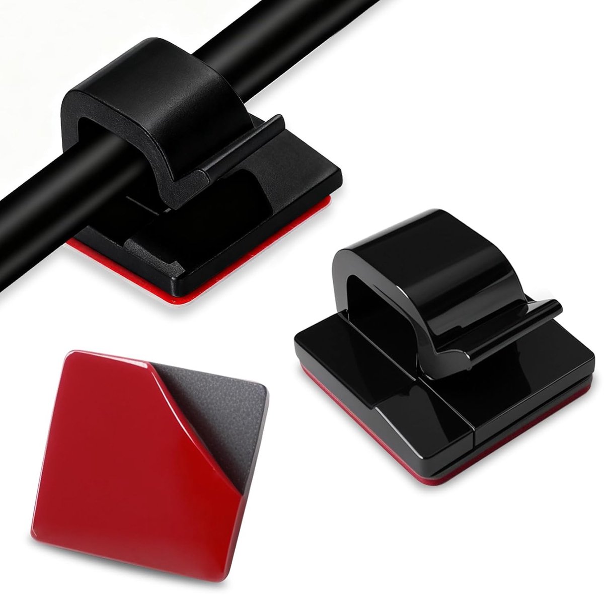 SnelShoppen - 110 Stuks Zwarte Zelfklevende Kabelmanagement Clips, Kabelorganizer voor TV, PC, Laptop, Ethernetkabel, Bureau, Thuis, Kantoor