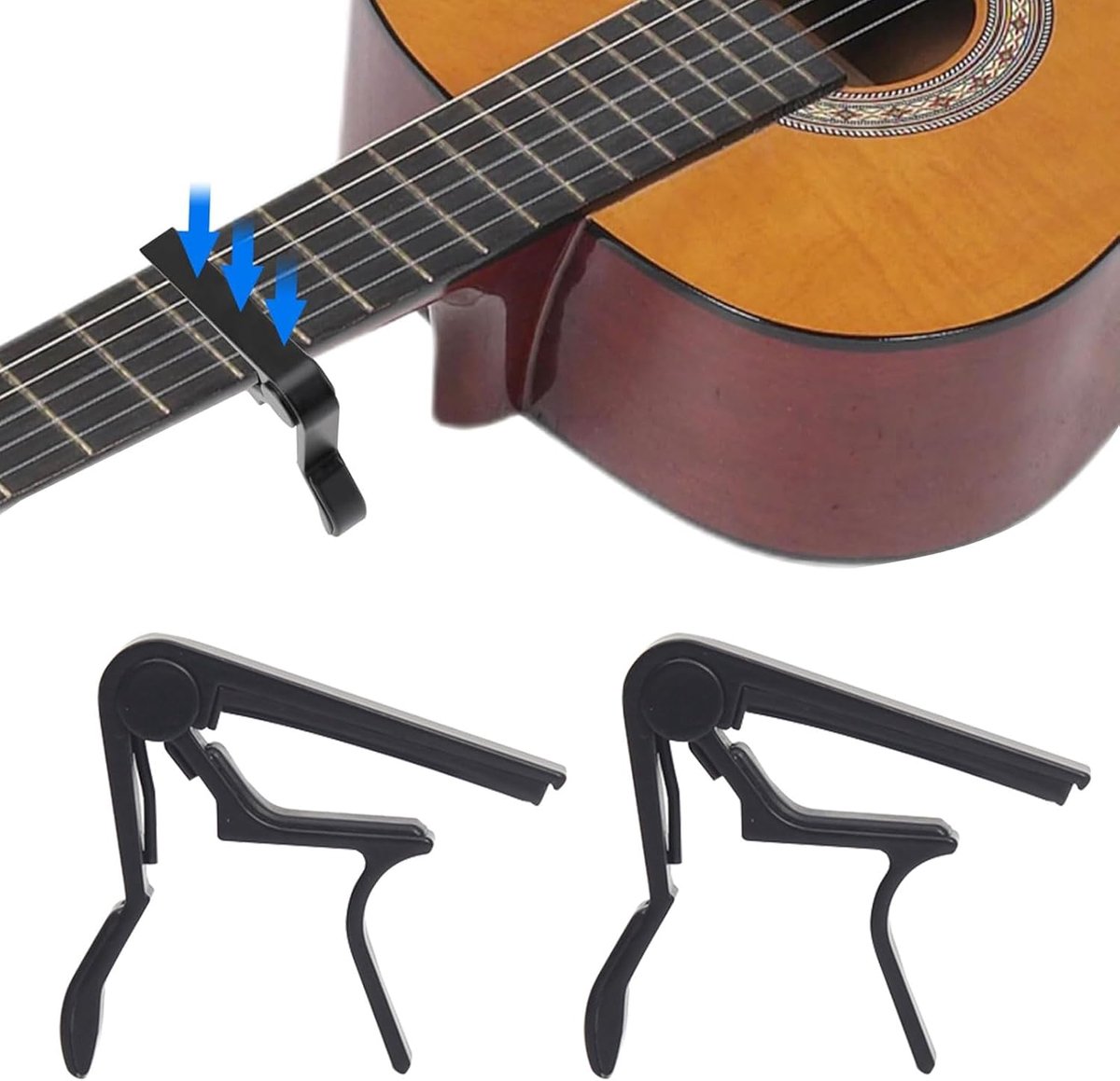 Capodaster voor gitaar - lichtgewicht - zwart - beschermt snaren - ShopVlot