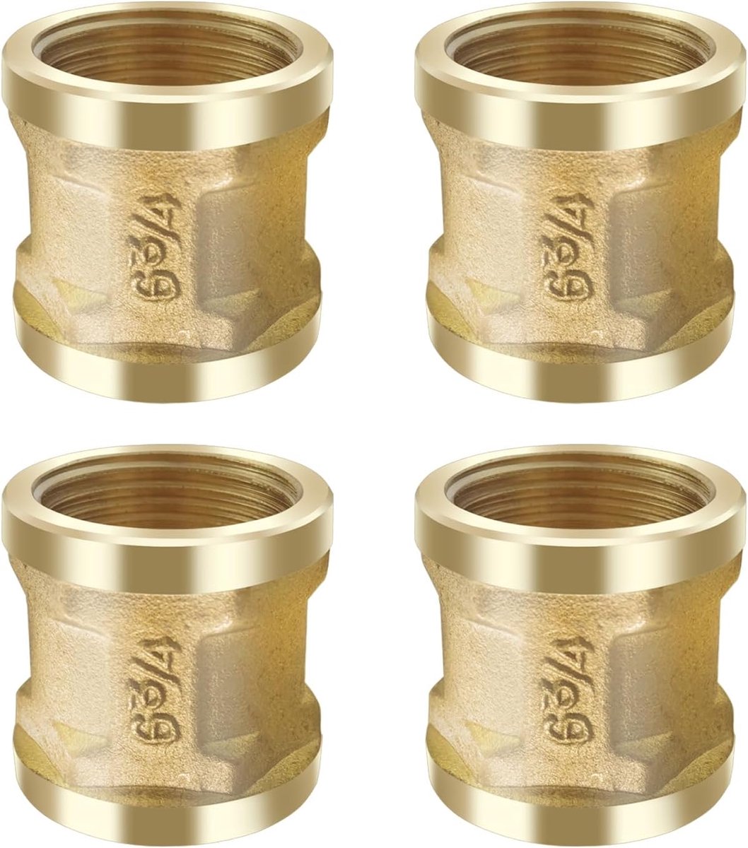 4 pieces brass cuffs, 3/4 inch with thread female, mainly for pipes, gold - ShopVlot