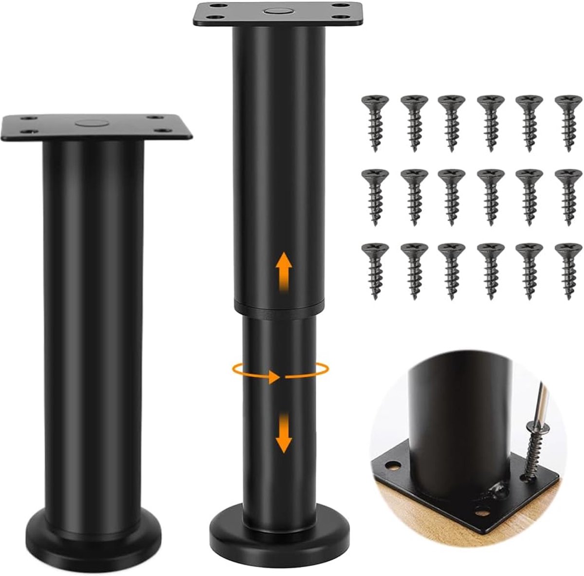 Verstelbare meubelpoot 18-30 cm - metalen voet met voetstuk - geschikt voor DIY meubels - duurzame oplossing - ShopVlot