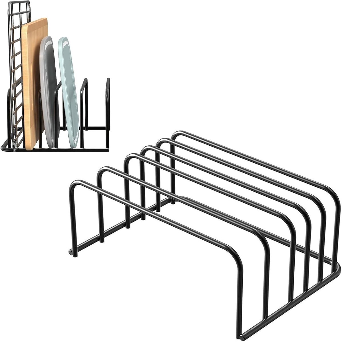 SnelShoppen - Snijplank Organizer Rack Set van 2 Stuks, Keuken Bakgerei Opbergoplossing, Stalen Griddle Opslagrek voor Koelrekken, Metaal Aanrecht Org
