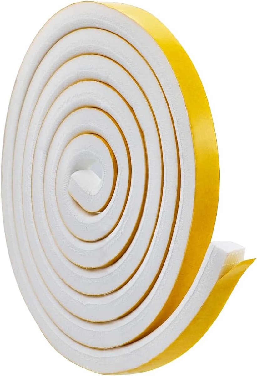 Deur dichttape 12 mm - zelfklevende foam tape - witte isolatie - bescherming tegen tocht - ShopVlot