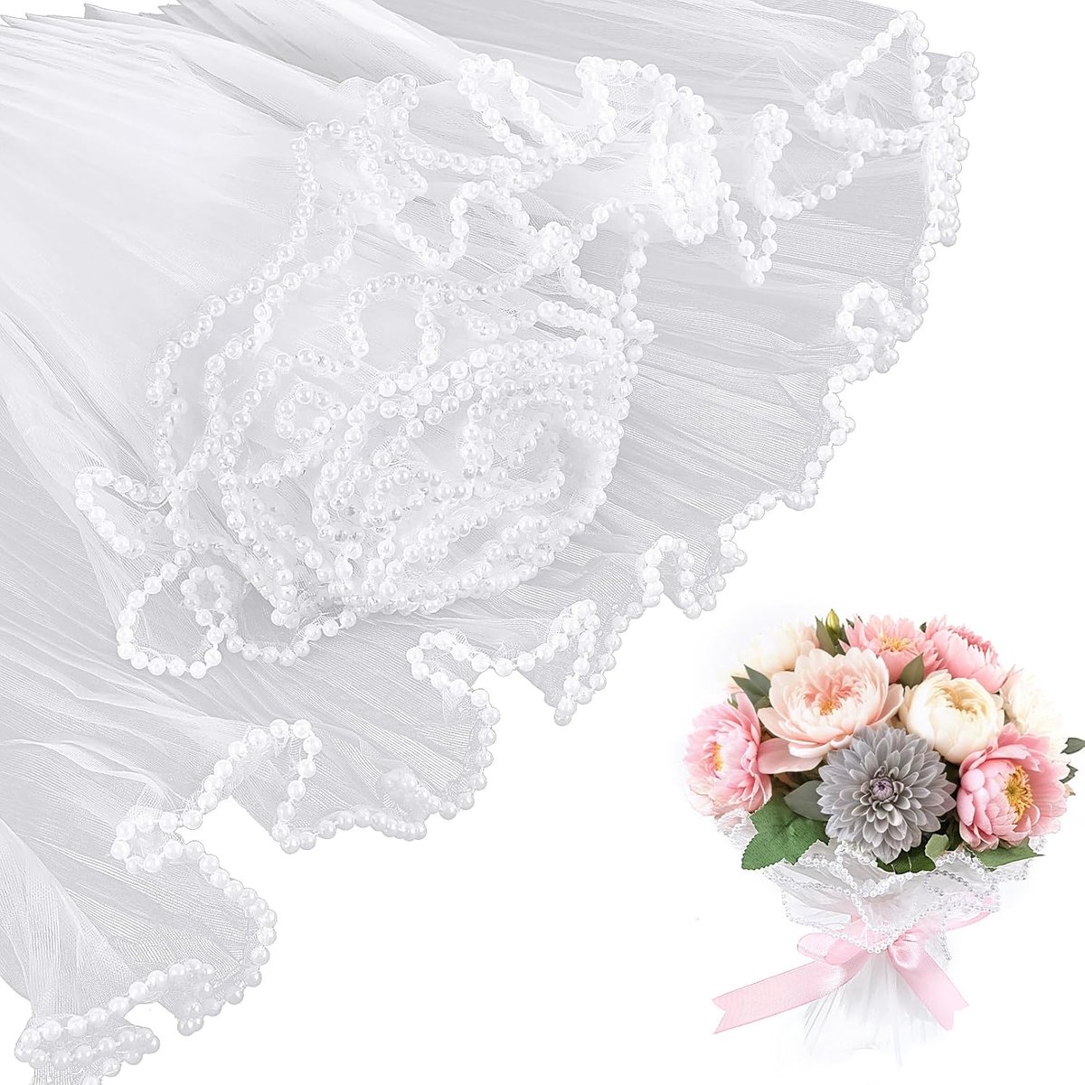 SnelShoppen - Trouwring Geschenkverpakking, 4m Bloemenpapier, Floral Papier, Witte Verpakkingspapier Net, Golfnet, Voor Bloemen, Valentijnsdag, Feeste
