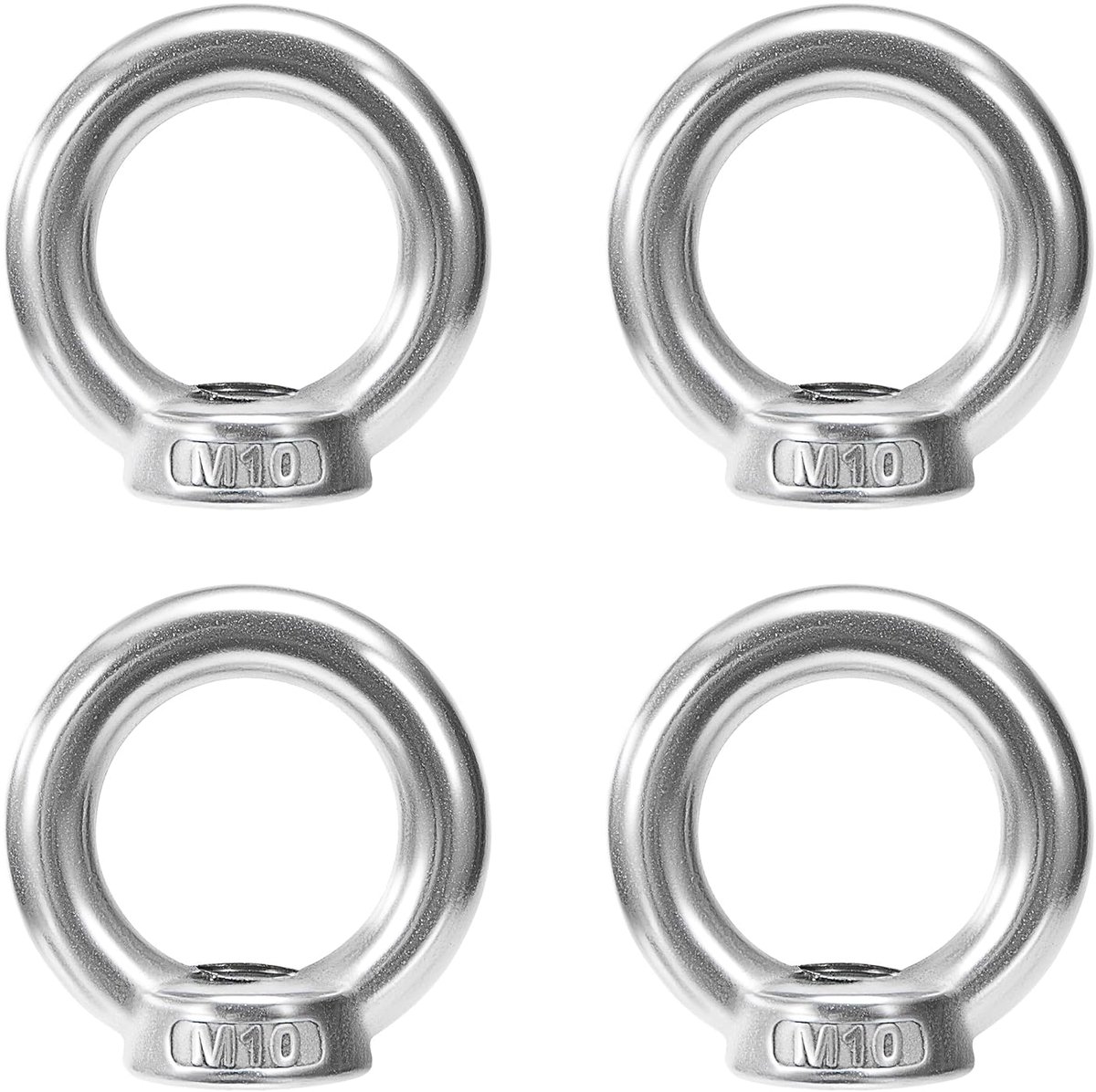 SnelShoppen - M10 Ring Moeren Set van 4 Stuks - RVS Ringogen voor Ophangen - 250 kg Belastbaar - Corrosiebestendig - Ideaal voor Tuin, Klussen en Camp
