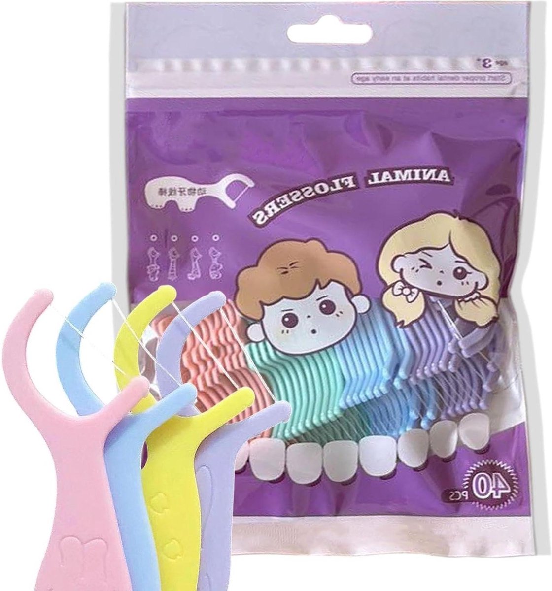 Floss Picks - Tandenstokers Flossers - Dagelijkse Mondhygiëne - Anti-rafel Technologie - 40 Stuks - Multicolor