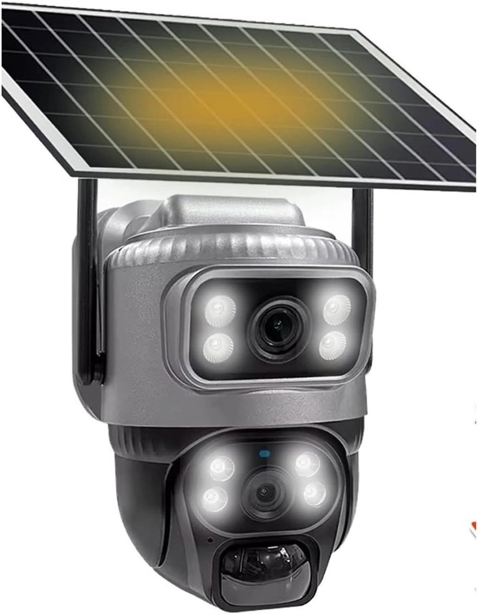 Beveiligingscamera Buiten - Bewakingscamera Wifi 4G - Huis Beveiligen - Zonne-energie Opladen - 4K 8MP HD - Donkergrijs