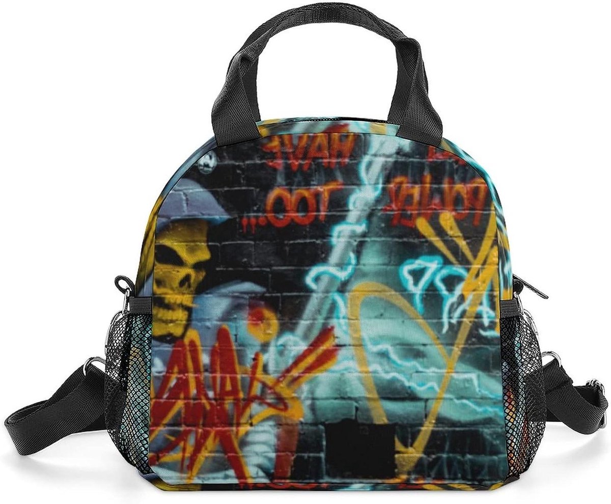 Bedrukte Lunchtas - Leuke Lunchzakjes - Lunch Meenemen - Lichtgewicht Ontwerp - Klein - Straatgraffiti