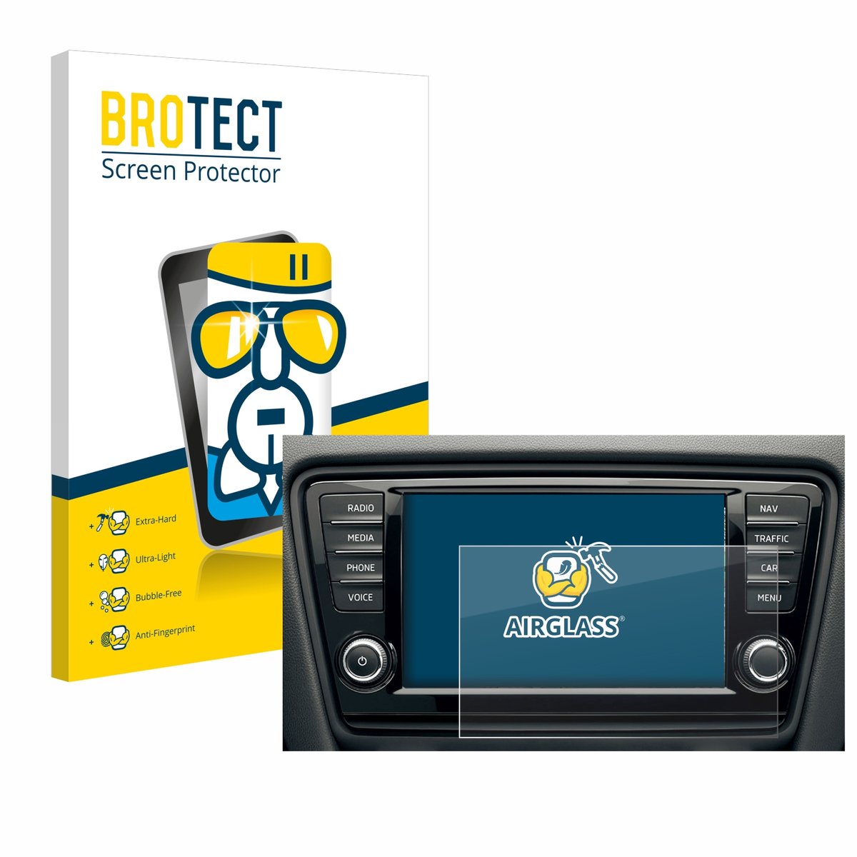 Screenprotector voor Skoda Octavia 8004-ANL 2016 Infotainment System 2016 Beschermglas transparant