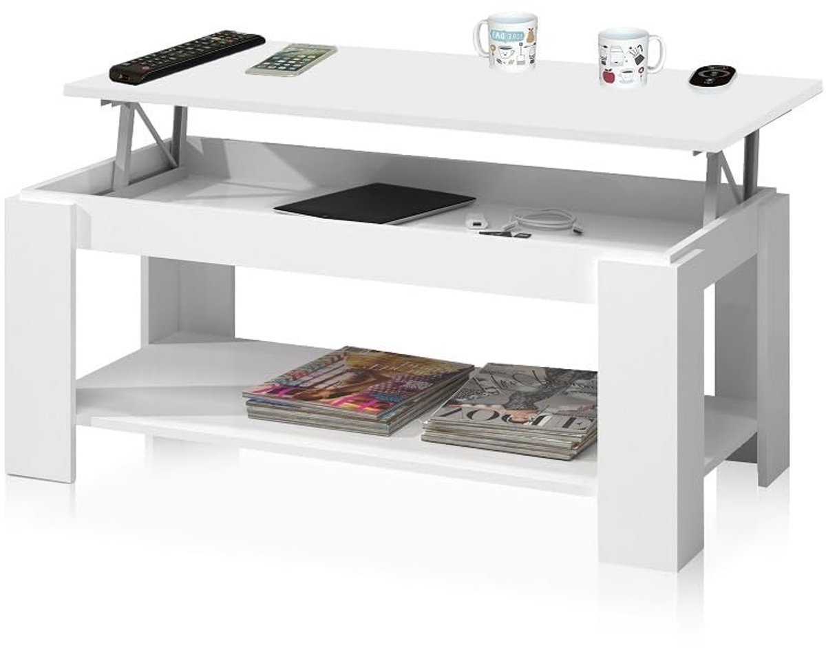 Omgoods - Lift-Up Tafel met Opslagruimte in Artik Wit