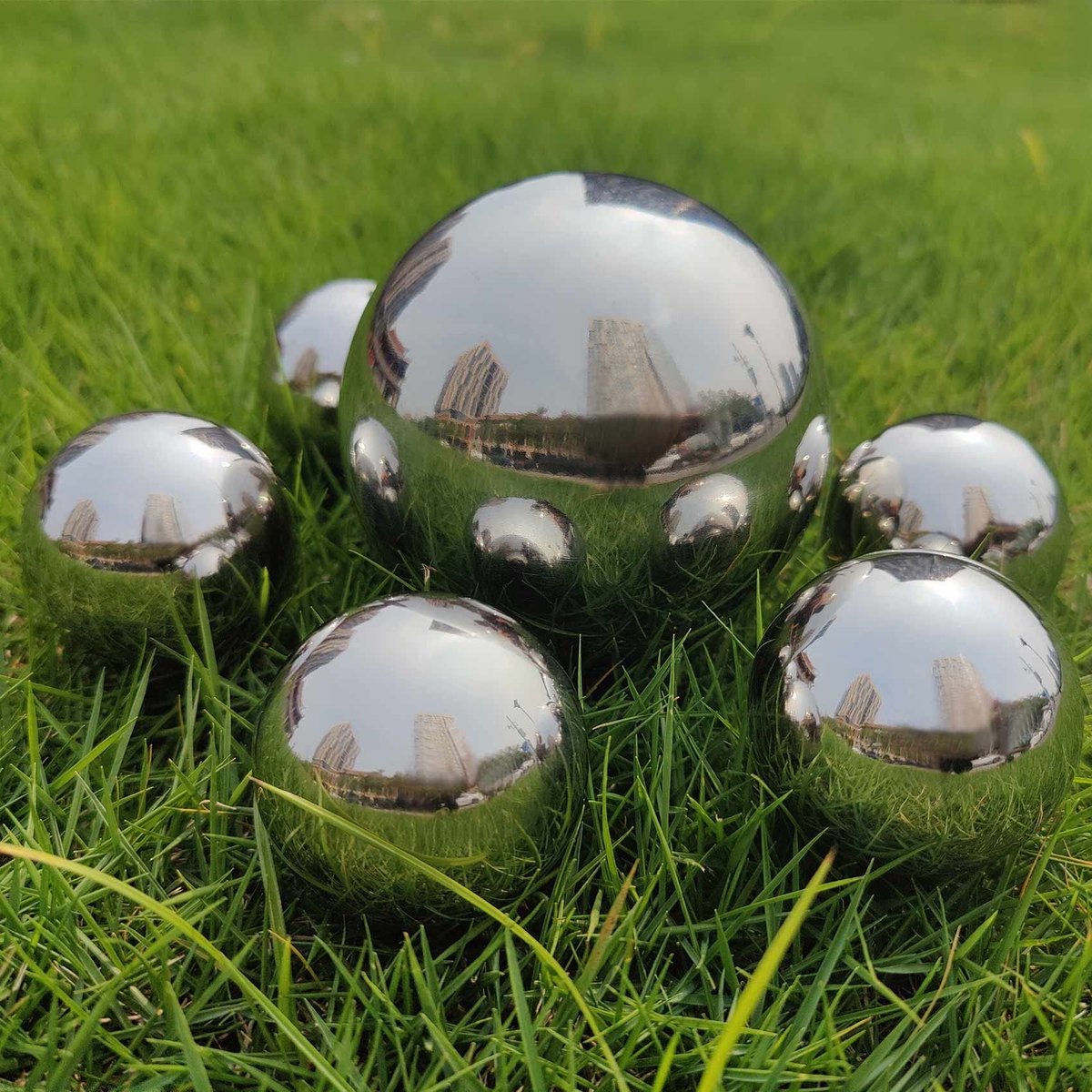 Omgoods - Set van 7 RVS Tuinballen voor Decoratie