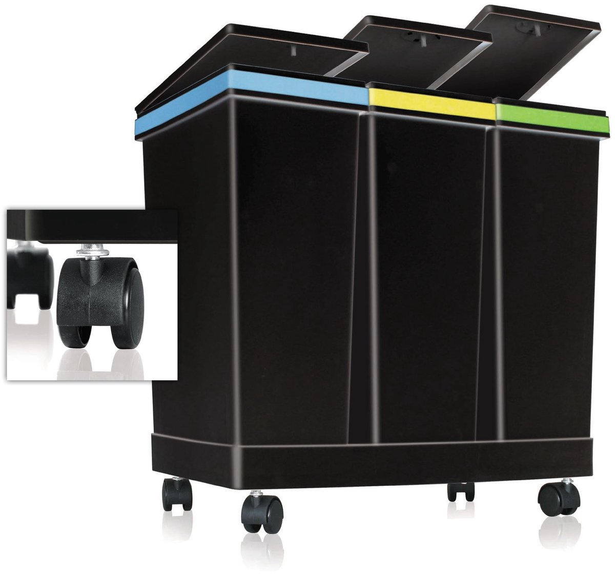 Omgoods - Ecobin voor Afvalscheiding, 3 Containers, Totaal 63 l