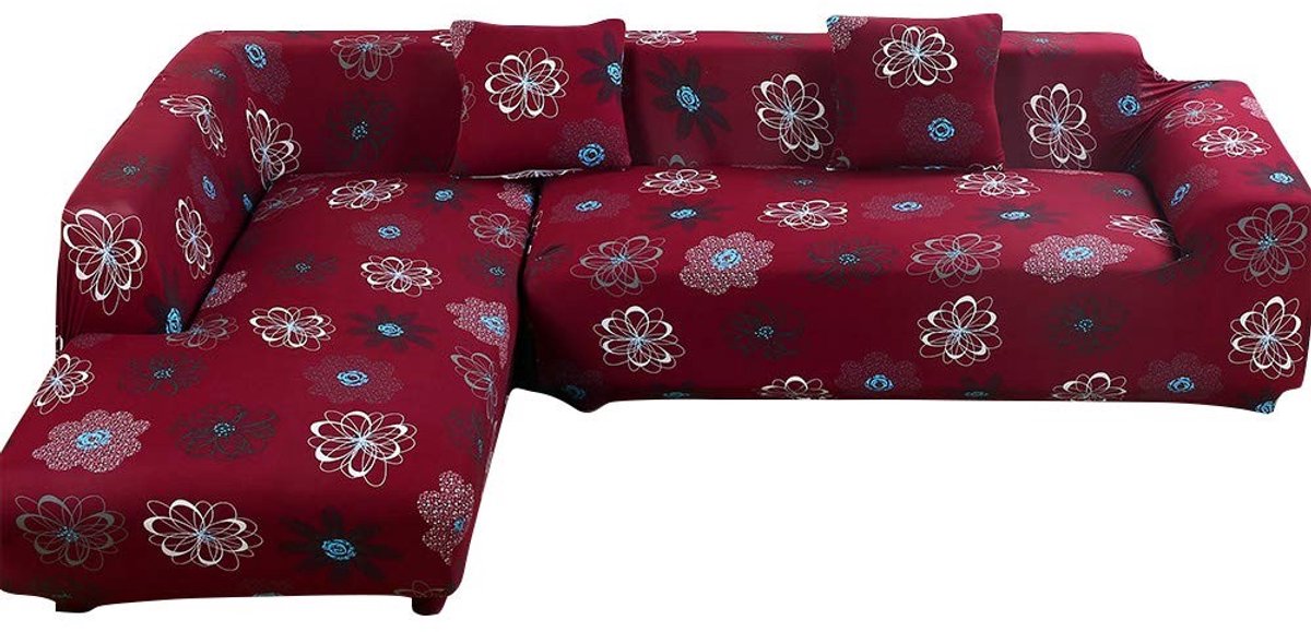 Omgoods - L-vormige Stretch Sofa Covers Set van 2 met Kussenslopen