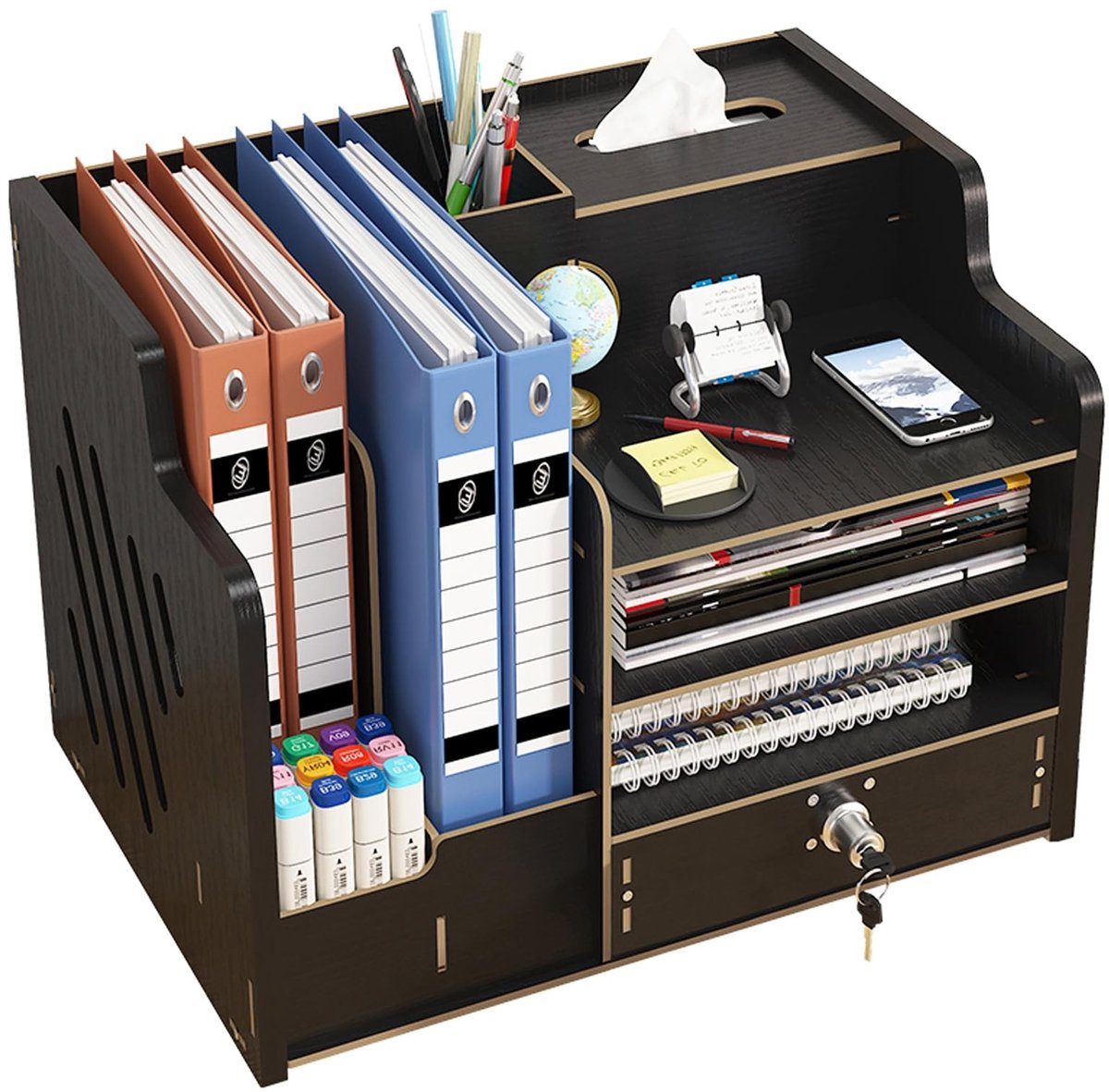 Omgoods - Bureau Organizer van Hout met 8 Compartimenten
