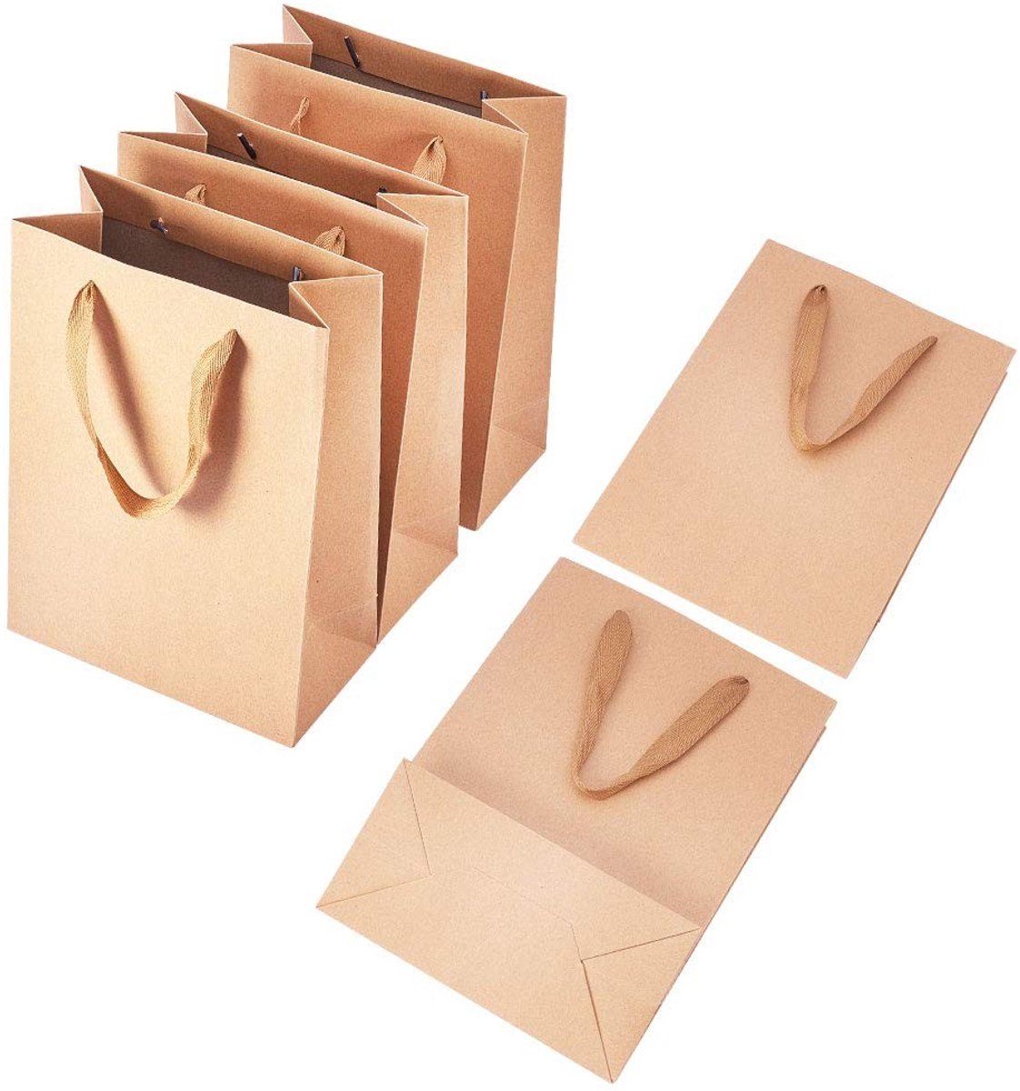 Omgoods - Kraft-papieren zakjes - Geschenk boodschappentassen - Set van 10 stuks - BurlyWood kleur - Duurzaam en stijlvol - Perfect voor cadeaus