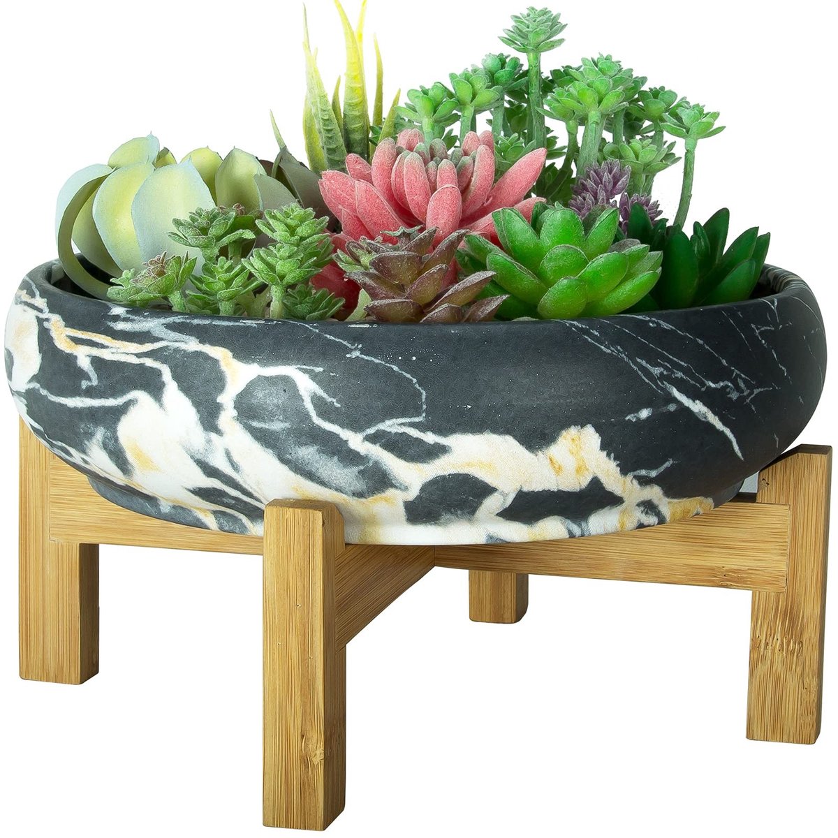 Omgoods - 10 Inch Grote Bonsai Pot met Afvoergat en Houten Stand