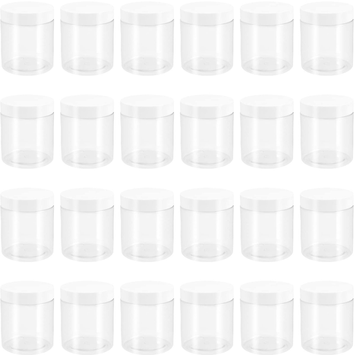 Omgoods - 24 Stuks Doorzichtige Plastic Potten van 250 ml met Deksel